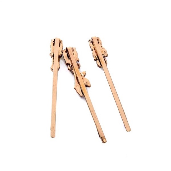 Retro Vintage Floral Crystal Hair Barrettes Set 4 - Picture 7 of 8